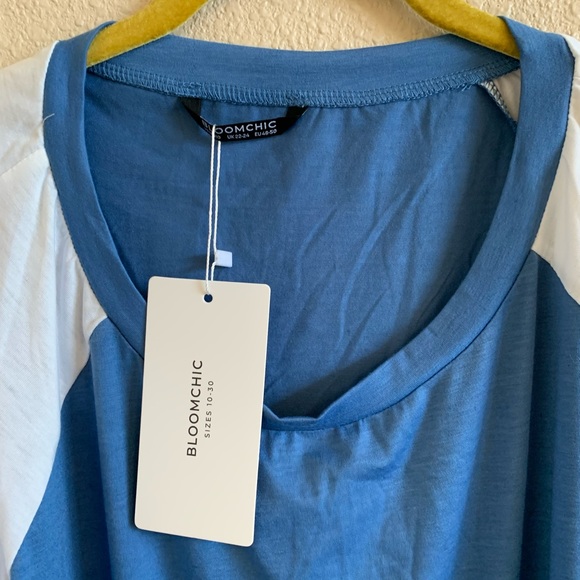 Bloomchic Short Sleeve Tri-Colored Top NWT🌴 - Picture 2 of 6